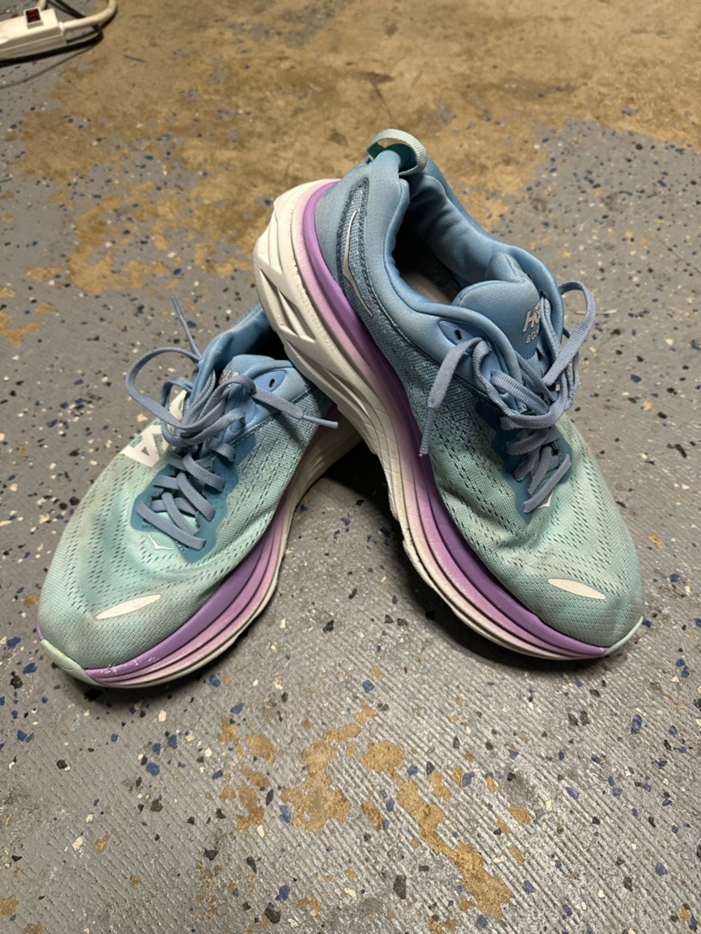 Hoka Women's Teal and Lavender Gradient Running Shoes